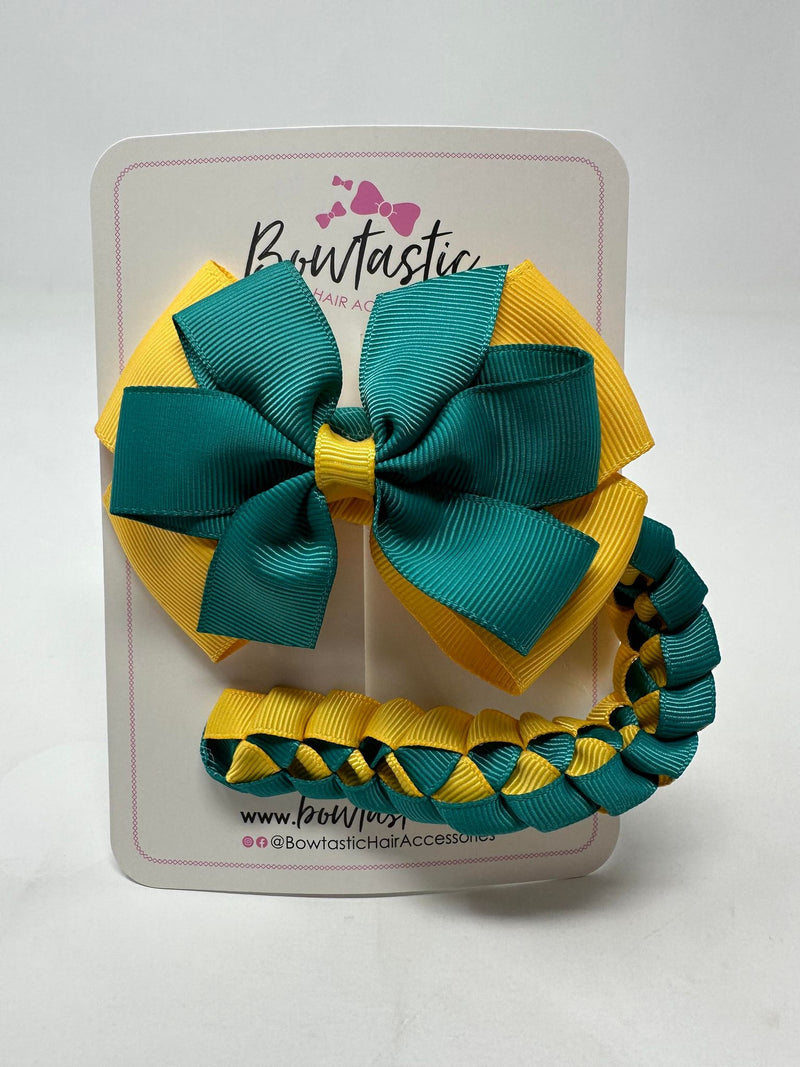 4 Inch Bow Bun Wrap - Jade Green & Yellow Gold