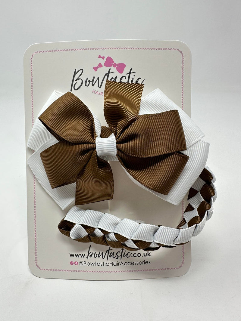 4 Inch Bow Bun Wrap - Turftan & White