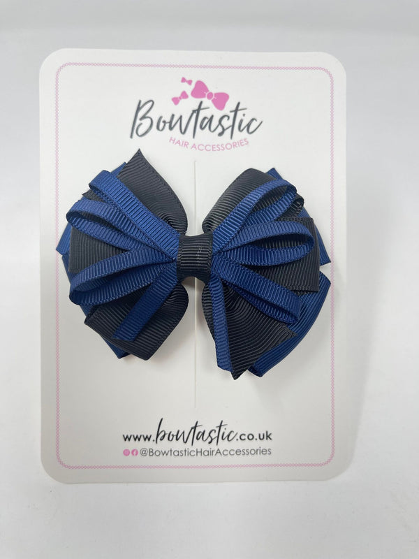 3.5 Inch Loop Bow - Navy & Black