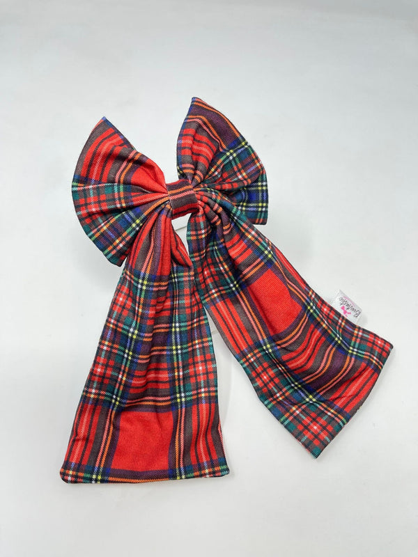 Christmas - 4 Inch Tail Bow - Red & Green Tartan