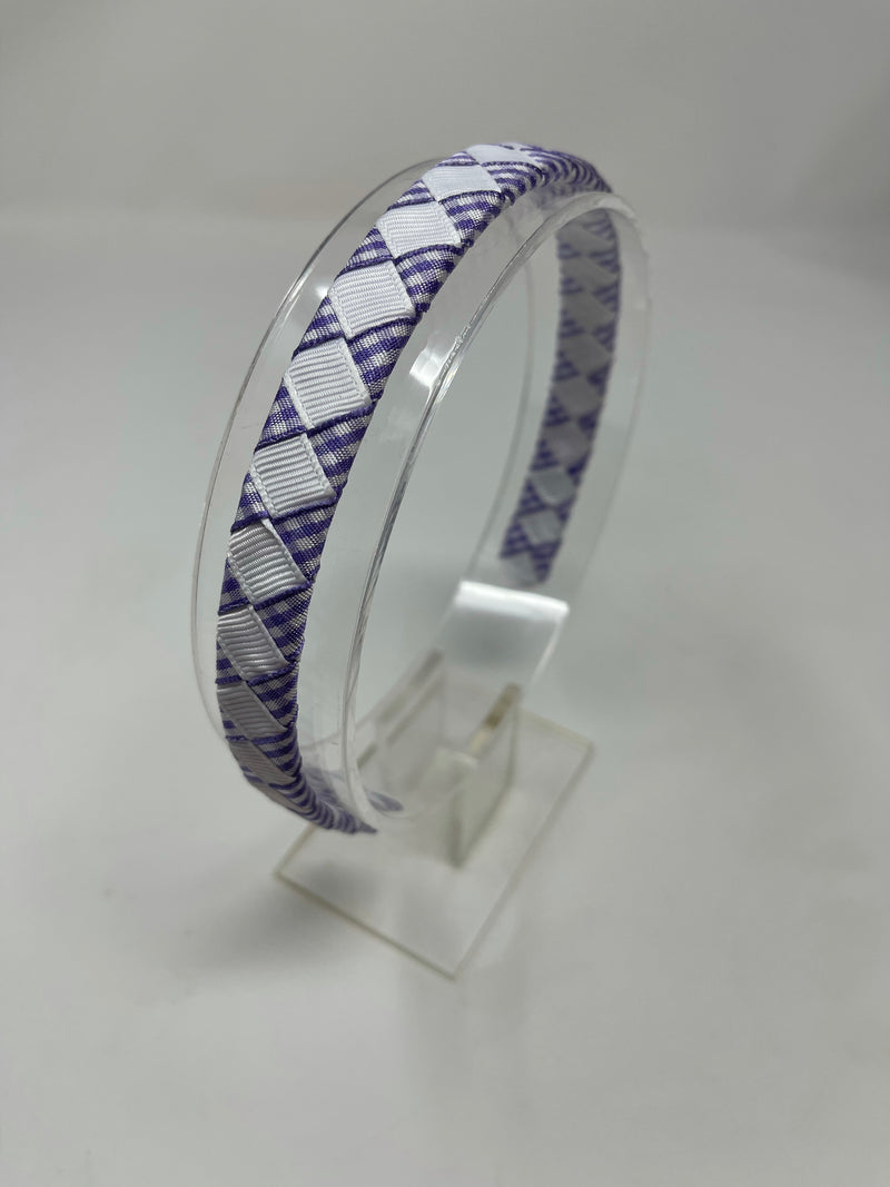 Alice Band - Purple & White Gingham